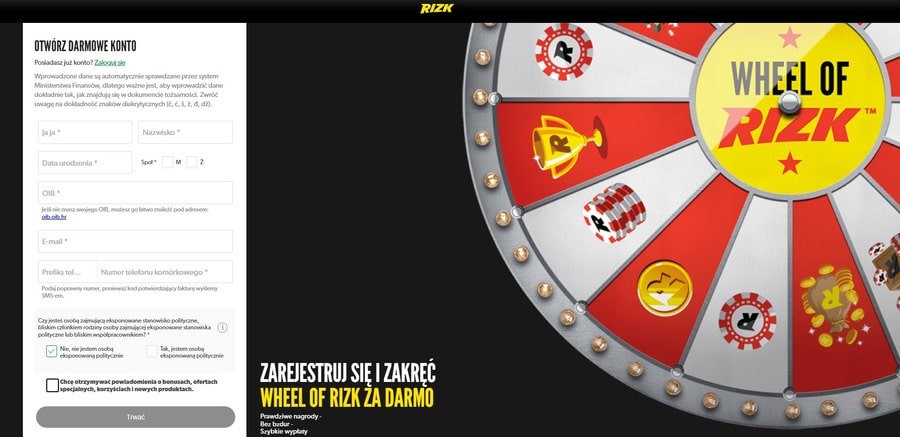 Rizk Casino rejestracja