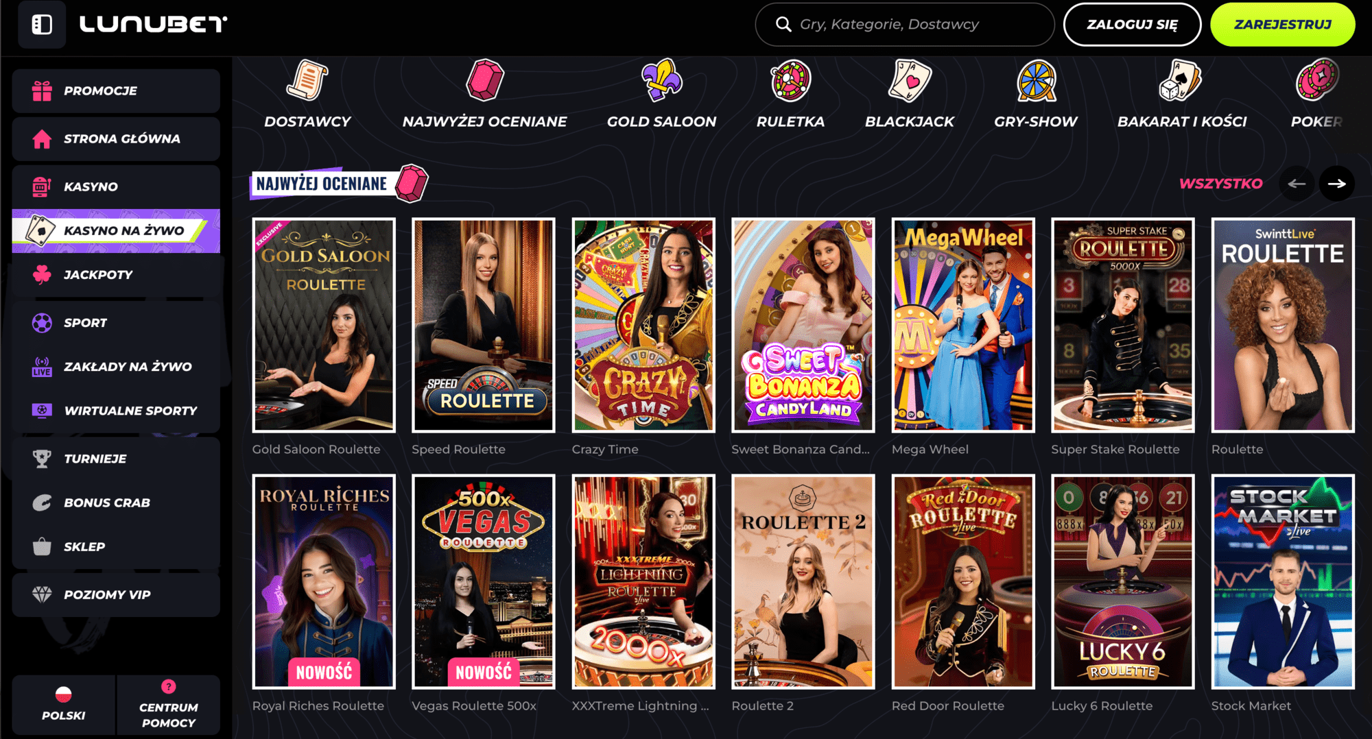 Lunubet live casino